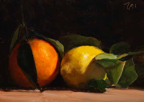 daily painting titled Orange and lemon