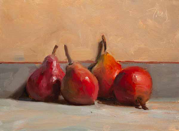 daily painting titled Four pears