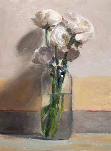 daily painting titled Flowers in a jam jar