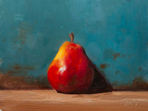 daily painting titled Pear with blue background