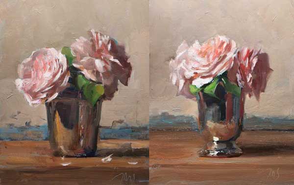 daily painting titled Two rose paintings