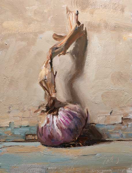 daily painting titled New season's garlic