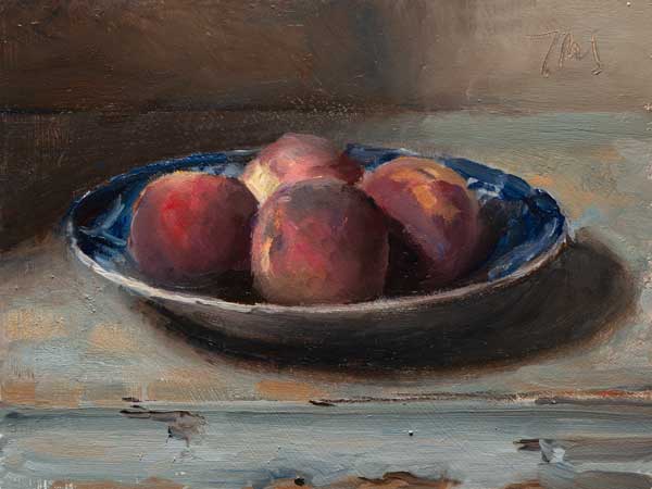 daily painting titled A bowl of peaches