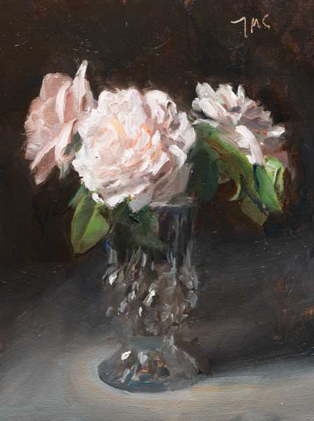 daily painting titled Roses in a glass vase