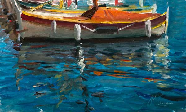daily painting titled Fishing boats at le Ciotat
