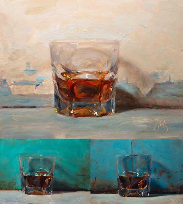 daily painting titled Three whisky paintings