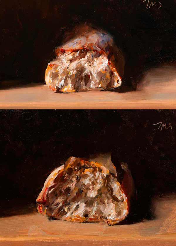 daily painting titled Two paintings of baguettes