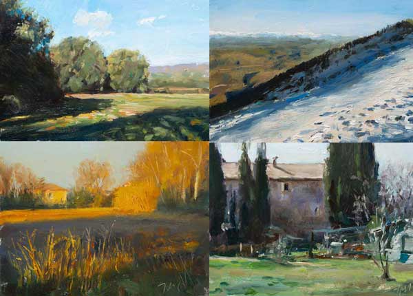 daily painting titled Four Landscape paintings