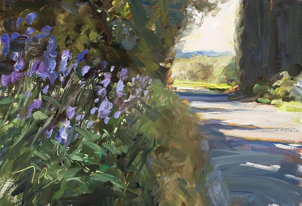 Road with irises, St. Colombe, painted 12 May 2026