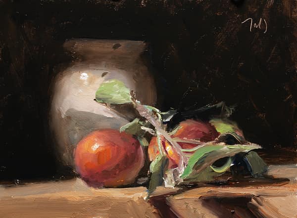 Apples and Provençal pot, painted 29 June 2026