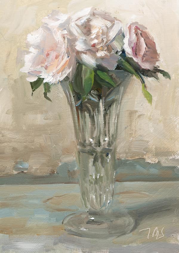 Roses in a cut glass vase, painted 29 September 2026