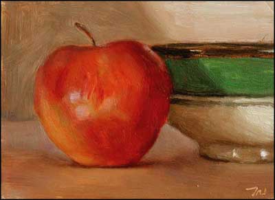 daily painting titled Apple and Bowl