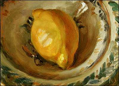 daily painting titled Lemon in a Bowl