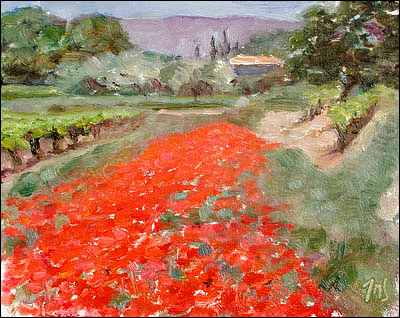 daily painting titled Bank of Poppies