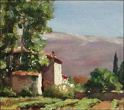 daily painting titled House under the Mont Ventoux