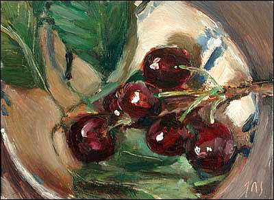daily painting titled Cherries in a Cup