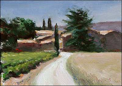 daily painting titled Hamlet on the route de Flassan