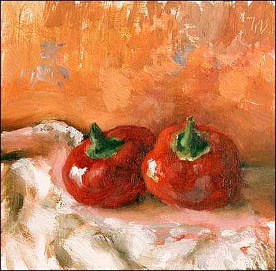 daily painting titled Two Little Red Peppers