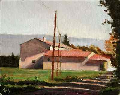 daily painting titled Farm Near L'Isle-sur-la-Sorgue