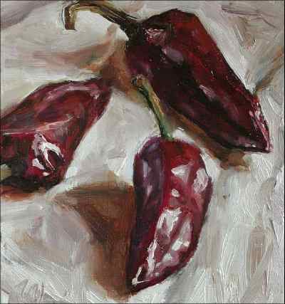 daily painting titled Dancing Chillies