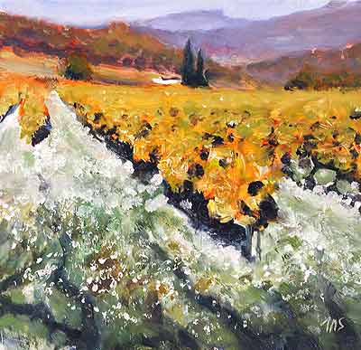 daily painting titled Autumn Vines with White Flowers