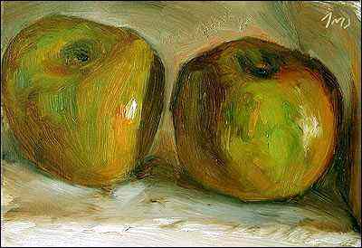 daily painting titled Two Green Apples