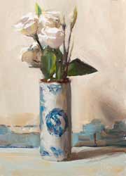 Lisianthus in a Chinese vase #1