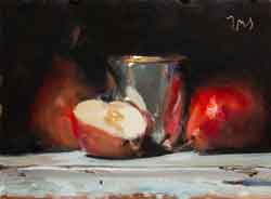 Still life with pears and silver cup