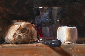 Bread, cheese and wine