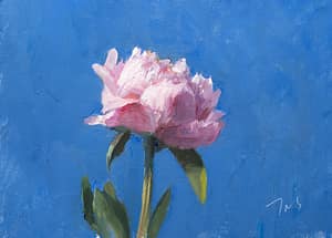 Peony on blue ground