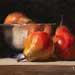 Pears and silver bowl